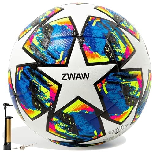 ZWAW Size 5 Soccer Ball, Waterproof PU Leather, Official Match Ball, with Pump & Needles - Image 1