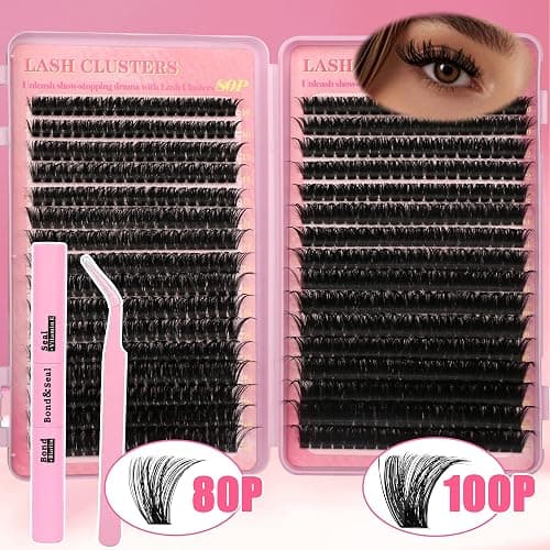 Gmagictobo Lash Extension Kit Lash Clusters Kit 640Pcs Volume Eyelash Clusters C Curl Lashes Clusters DIY Cluster Eyelash Extensions With Lash Bond and Seal Lash Tweezers thumbnail 3