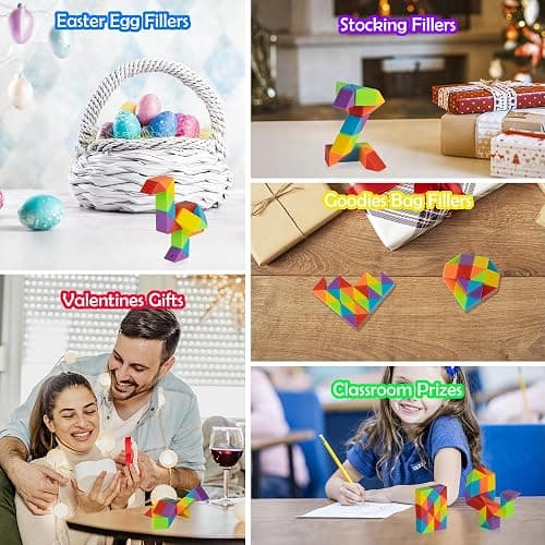 Ganowo Medium Snake Cube, 4 Pack Twist Puzzle Stress Relief Sensory Toys Stocking Stuffers Bulk Supplies Goodie Bags Fillers Fidget Toys for Anxiety Teens Kids thumbnail 6