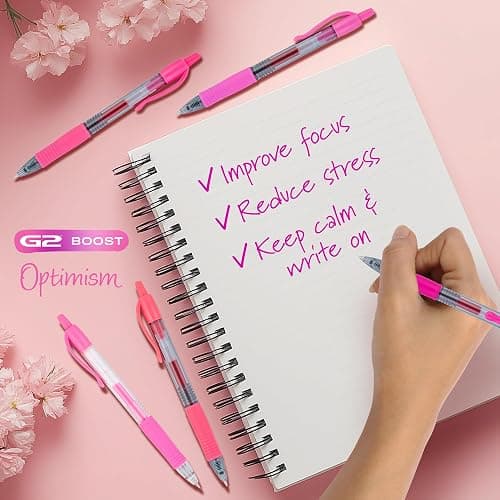 Pilot G2 Premium Gel Roller Pens, Fine Point Gel Pens, Boost Pink Pack, The Colors of Optimism, 8-Pack Pouch, 0.7 mm, Assorted - Ideal for School, Journaling, & Office Writing thumbnail 3