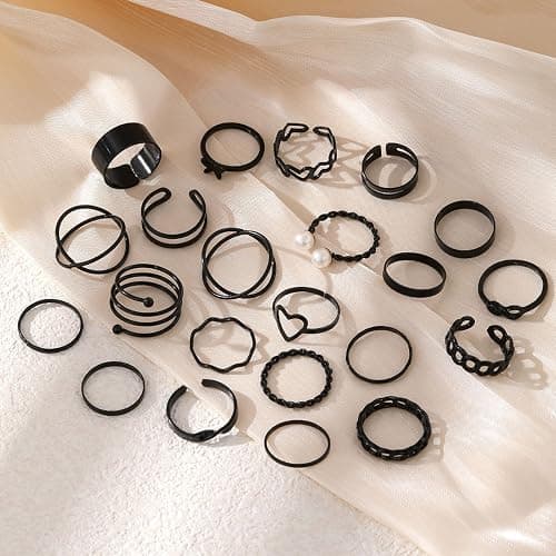 GYRMMUE 22Pcs Kunckle Rings Set for Women Boho Stackable Joint Rings Butterfly Pearl Heart Rings Vintage Open Adjustable Finger Rings Statement Ring Set Jewelry thumbnail 5