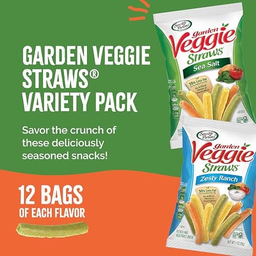 Sensible Portions Garden Veggie Snacks - Veggie Straws, Snack Size Variety Pack, Sea Salt & Zesty Ranch, 1 Oz (Pack of 24) thumbnail 4
