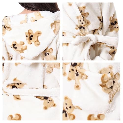 V.&GRIN Girls Fleece Robes, Hooded Plush Soft Fuzzy Warm Fluffy Bathrobe for Kids 3-14 Years thumbnail 5