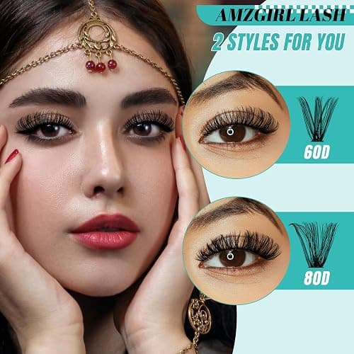 Lash Extension Kit 280Pcs,60D 80D Individual Lashes Clusters Kit,Lash Bond And Seal,Lash Remover For Eyelashes Extensions,Lash Applicator Tool For False Eyelash Cluster Kit At Home(D-Mix8-16mmKit) thumbnail 7
