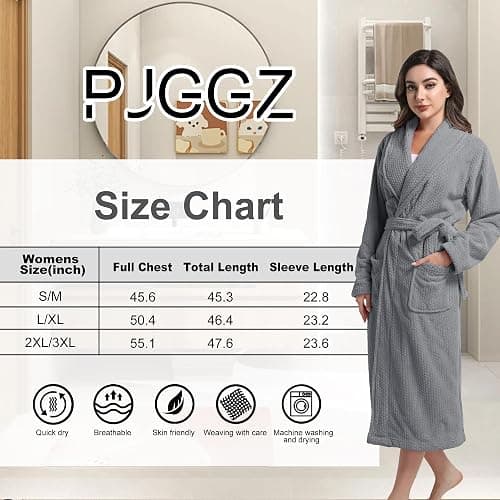 PJGGZ Women's Shawl Collar Bathrobe, Soft Long Towel Robes for Women - Super Absorbent Quick Dry yet Warm thumbnail 6