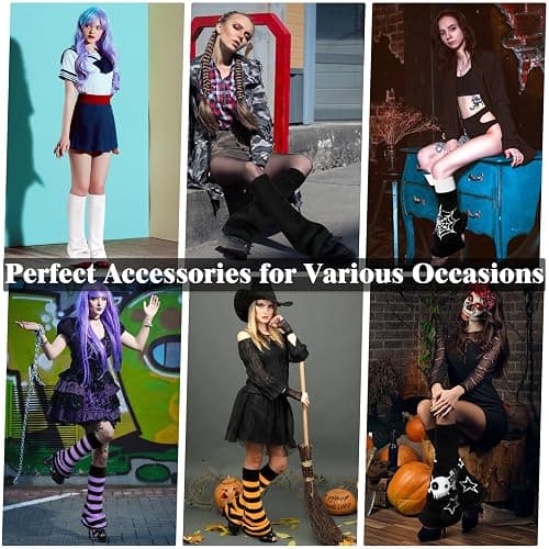 Leg Warmers for Women Girls Japanese Style Lolita Leg Warmer Long Kawaii Knit Socks Gothic Harajuku Leg Cover Stockings thumbnail 3