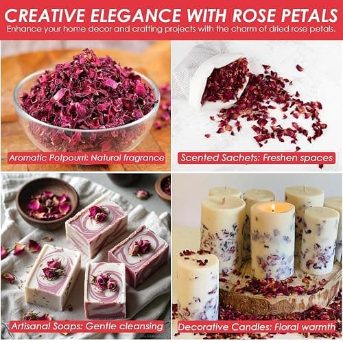 Cure Wid Pure Certified Organic Dried Rose Petals 4 oz Food-Grade Edible Rose Petals for Tea,Cocktails,Baking,Skincare & DIY - Sun-Dried,Non-GMO,Gluten & Chemical-Free Edible Flowers in Resealable Bag thumbnail 6