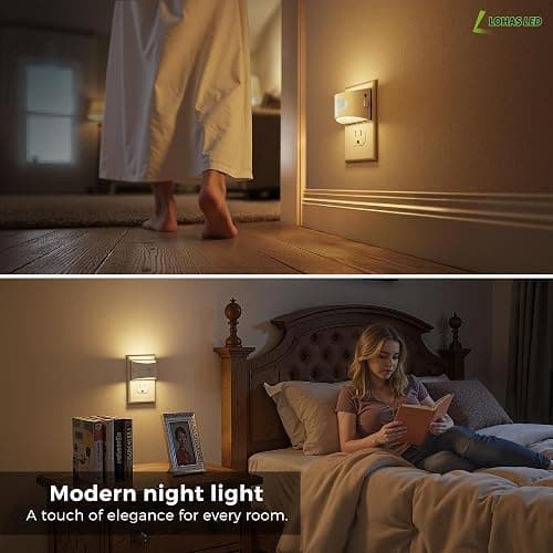 L LOHAS LED Motion Sensor Night Light, Dusk to Dawn & Motion Activated LED Night Light, Night Lights Plug into Wall with 30-100lm Adjustable Brightness, 3000K Soft White, White Housing 4 Pack thumbnail 5
