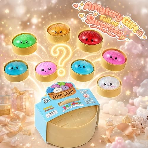 Dumpling Squeeze Toys, Squishy Mystery Box, Stress Relief for Desk Decor | Random 1 of 14 Colors, Cute Squishy Toys, Sensory Fidget Toys for Anxiety Relief, Party Favors, Birthday Gifts & Desk Toys thumbnail 2