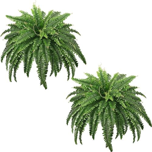 FOREST PRINCE Faux Ferns for Outdoors Large, Set of 2 Bouquets 43" Artificial Boston Plants 59 Fronds for Decoraction Garden Home Windowsill Yards - Image 1