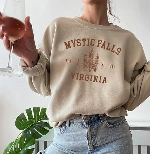 Mystic Falls Virginia Sweatshirt - Salva.tore Vampire Dia.ries Sweater; Virginia Crewneck Sweatshirt thumbnail 5
