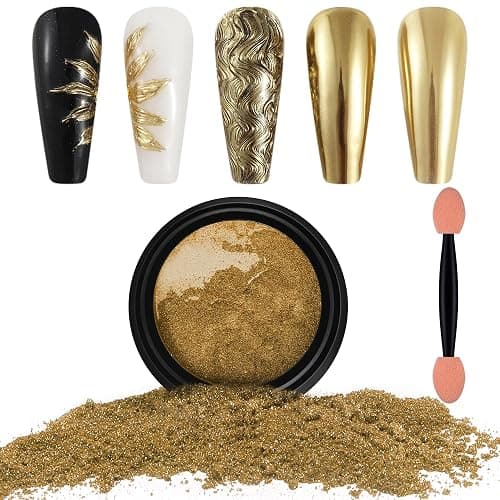 Artdone Chrome Nail Powder, Light Gold Iridescent Aurora Powder Metallic Mirror Effect Pigment Pearlescent Mermaid Pigment Pearl Glitter Dust Kit, Nail Art Decoration, Resin Craft - Image 1