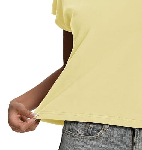 Trendy Crewneck Cap Sleeve Cotton Loose Pullover Casual Womens Summer Tops | cotton summer lightweight comfy athletic daily holiday casual tops for women, great match with skinny jeans shorts sneakers thumbnail 2