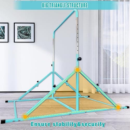 MARFULA Foldable Gymnastic Bar for Kids Ages 3-12, 9 Height Levels, 200 lbs Weight Capacity, 5 Ft Length Gymnastic Kip Bar with Mat, Gymnastic Equipment for Home and Gym Center Indoor Outdoor Use thumbnail 3