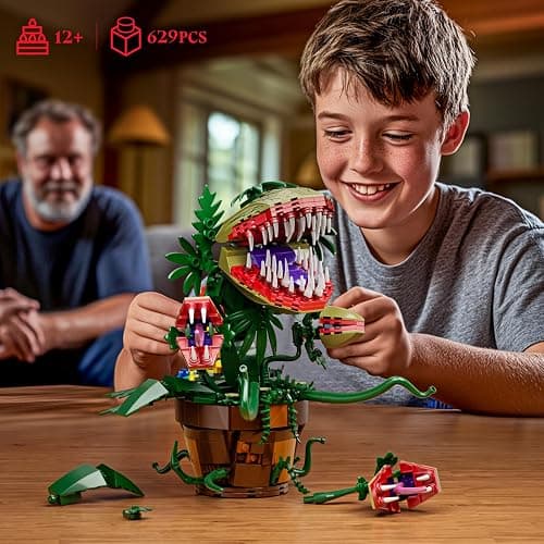 Piranha Plant Audrey II 2 Building Blocks Set, Toys Kit Horrors Flower Shop Decoration Gift for Tv Film Fans Families Friends 12+ On Halloween Birthday Christmas thumbnail 6