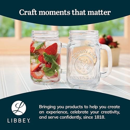 Libbey County Fair Glass Drinking Jars, 16.5-ounce, Set of 12 thumbnail 6