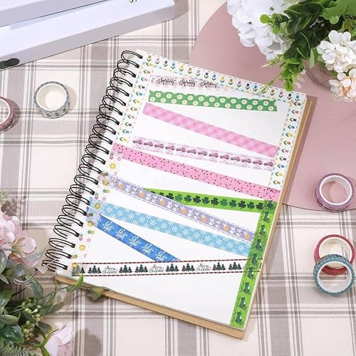 TaoBary 33 Rolls Washi Tape Set, 15 mm Holiday Washi Tape Set Seasonal Plaid Bohemian Colorful Vintage Cute for Card Wrapping Craft(Cute Style) thumbnail 4