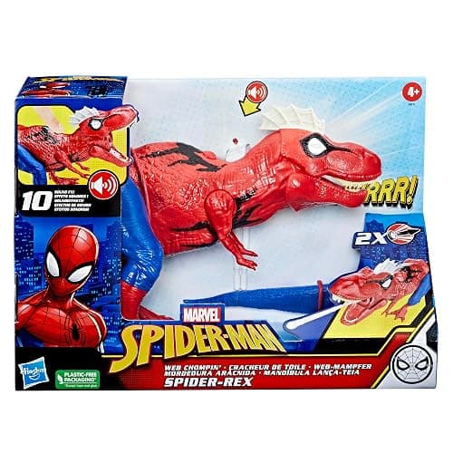 Spider-Man Marvel Web Chompin' Spider-Rex 16-Inch Action Figure with Sounds and Dino Blast Action, Superhero Toys for Kids Ages 4 and Up thumbnail 3
