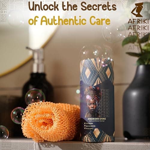 AFRIKI African Net Sponge – Exfoliating Body Scrubber, Black Owned & Rooted in Africa, All Skin Types | 45 in Long (Champagne Gold) thumbnail 4
