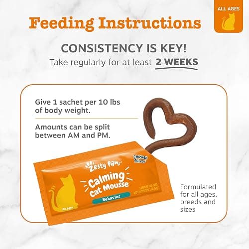 Zesty Paws Calming Mousse for Cats - Composure & Relaxation for Stress & Separation - Cat Calming Supplement with Ashwagandha, L-Theanine, Valerian Root & Vitamin B1-14 Count thumbnail 4
