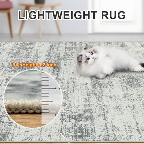 8x10 Area Rugs for Living Room - Washable Rug Modern Abstract Soft Large Neutral Non-Slip Carpet Indoor Floor Stain Resistant Thin Carpets for Bedroom Dining Room Farmhouse Nursery Home Office Grey thumbnail 7
