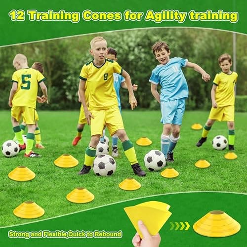 Luricaa Soccer Goal 12×6 ft /16×7 ft Portable Soccer Goals Net for Backyard | Quick Setup Training Equipment, with Carry Bag, 4 Ground Nails, 12 Training Cones thumbnail 4