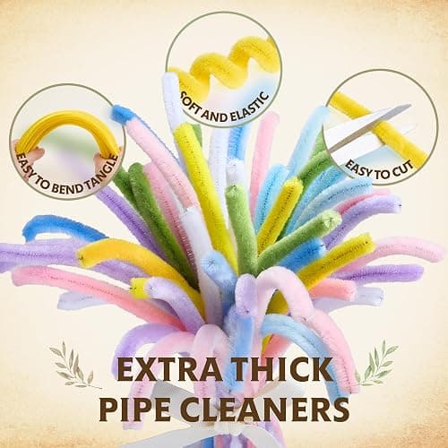 LENYNAL 500 Pcs Pastel Pipe Cleaners Bulk Craft, Pink Pipe Cleaner Flower Kit, Glue-Free & Safe for Kids, Step-by-Step Tutorial, 6 Colors Chenille Stems for Flower Making thumbnail 3