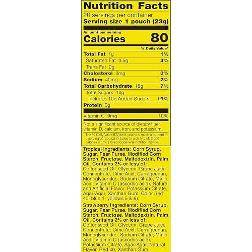 Gushers Fruit Flavored Snacks Family Pack, Tropical & Strawberry Flavors, Gluten Free Gummy Kids Snack, Bursting Juicy Center, Vitamin C Source, Individually Wrapped, Bulk Box, 20 Pouches, 16 oz Total thumbnail 2