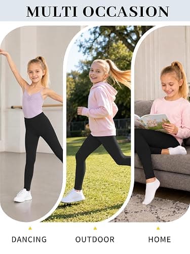 Poroka 5 Pack Girls Leggings Tights for Kids Full Length Basic Leggings Pants Soft Stretchy Athletic Yoga 6-16 Years thumbnail 6