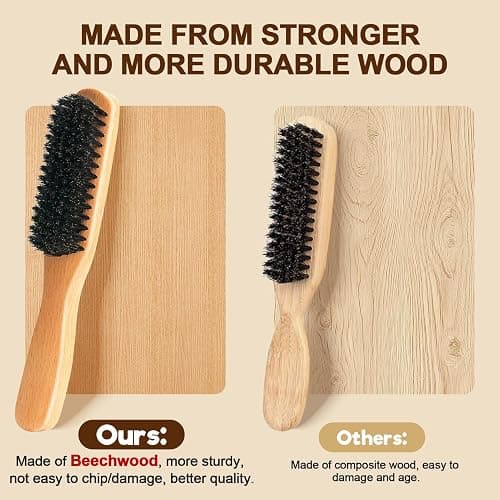 Boar Bristle Slick Back Hair Brush for Smooth Flyaways, Frizz, Sleek Ponytail, Buns and Edge Baby Hair, Teasing | Hair Comb, Edge Brush, Teasing Brush Styling Accessories for Girls, Kids, Women & Men thumbnail 6