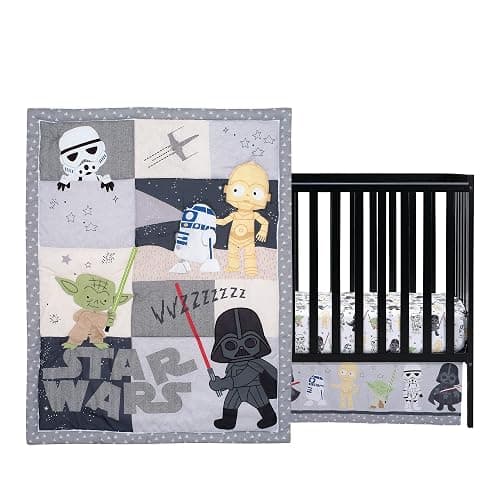 Lambs & Ivy Star Wars Classic 3-Piece Baby Crib Bedding Set - Yoda/Darth Vader thumbnail 2