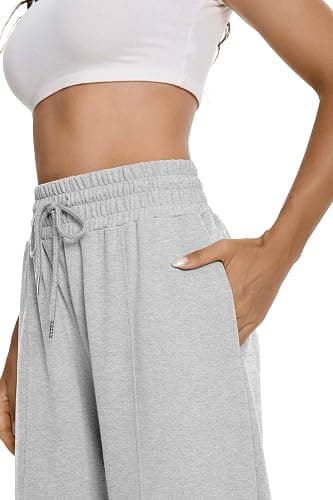 Auriviz Womens High Waisted Drawstring Sweatpants Straight Leg Pants Side Hidden Pockets Sweat Pants 30‘’ Inseam thumbnail 4