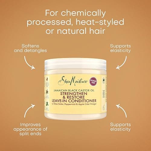 SheaMoisture Jamaican Black Castor Oil Strengthen & Restore Leave-In Conditioner no silicones or sulphates for chemically processed, heat-styled or natural hair 431 ml thumbnail 2