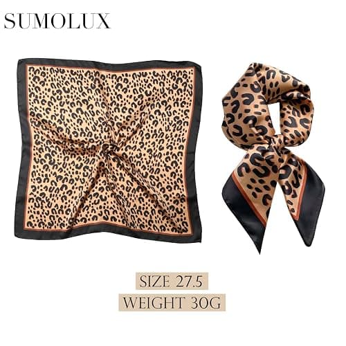 Sumolux Head Hair Scarf for Women Like Satin Silk Scarf Bandana Hair Wrapping Night Large Square Scarves 27.5" thumbnail 2