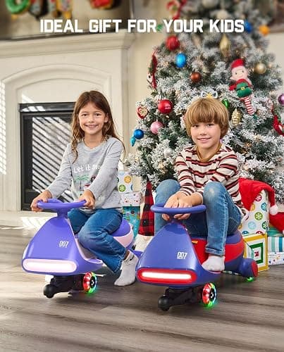 FanttikRide N7 Pro Electric Wiggle Car with Pedal, Rechargeable Battery, CyberWiggle, 2 in 1 Swing Car, 2 Speeds Max 4 Mph, Anti-Rollover, Flashing Wheels, Bluetooth, for Ages 3 and Up, 150 Lbs, Pink thumbnail 2