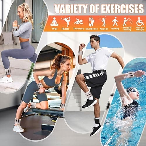 BECOJADDE Ankle Weights Set of 2 (1 lb/2 lb Each) for Women Men Adjustable Wrist Bracelet for Home Gym Weighted Bangles Wristbands Leg Arm Weights for Walking Swimming Running Pilates Yoga Gym thumbnail 6