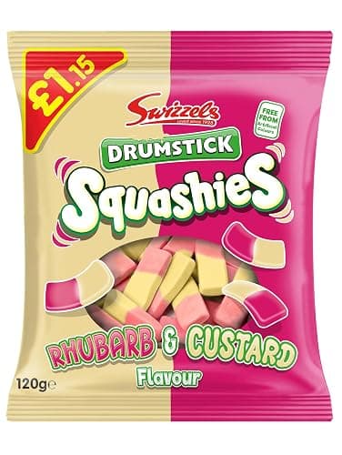 Swizzels Squashies Sweets - Rhubarb & Custard Flavour (Price Marked) Single Pack 120g - Image 1