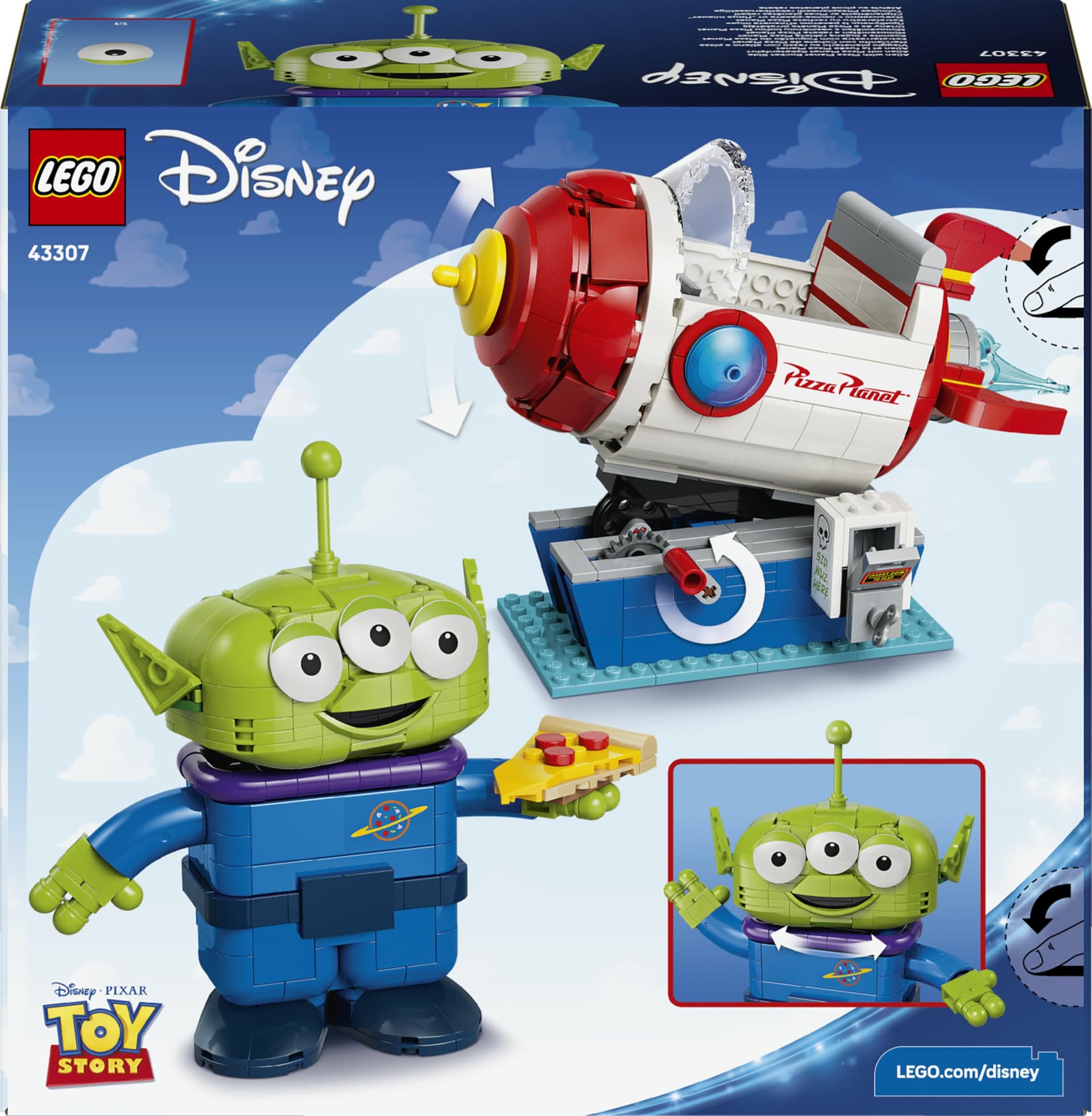 LEGO | Disney Pixar Alien met Pizza Planet Rocket Rit - Ruimteschip Speelgoed met Alien Figuur - Kinderkamerdecoratie - Cadeau voor Jongens, Meisjes en Toy Story Fans vanaf 9 Jaar - 43307 thumbnail 8