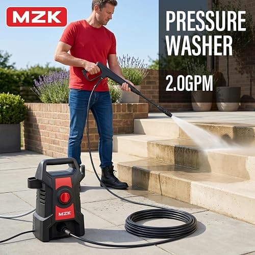 MZK 2026 New Lightweight Pressure Washer, Portable One-Button Start with 4 Adjustable Nozzle & Foam Cannon, Powerful Cleaning Machine for Cars, Patios, Fences & Driveways(Red) thumbnail 2