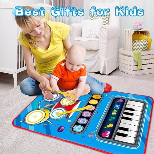 Baby Toys for 1 Year Old: Baby Musical Mat Toddler Toys Age 1-2 - 2 in 1 Piano Drum Babies Play Mat - Infant Music Toy 12-18 Months Babies Birthday Valentines Gifts for 1 2 3 Year Old Boys Girls thumbnail 7