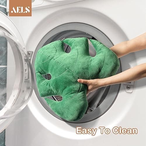AELS Set of 2 3D Leaves Decorative Throw Pillows, 18"& 14" Monstera Deliciosa Plush Pillow Set for Plant Lovers Garden Lovers, Living Room Bedroom Nursery Decor, Light Green & Dark Green - Light Green & Dark Green thumbnail 4