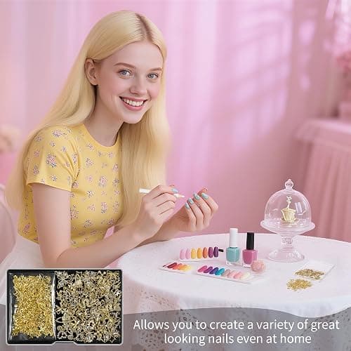 Artdone Nail Art Studs Kit, 3D Gold Cross Nail Charms and Diamond Butterfly Gems Bulk Nail Jewels Shiny Star and Moon for DIY Professional Manicures Decoration thumbnail 6
