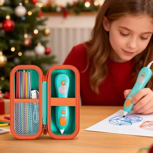 GWCASE DIY Case Compatible with 3Doodler Start+ Essentials 3D Printing Pen for Kids, Aviation Element Decoration Travel Organizer Carryer for Filament Refill Packs, Charger (Box Only)- Green & Orange thumbnail 2