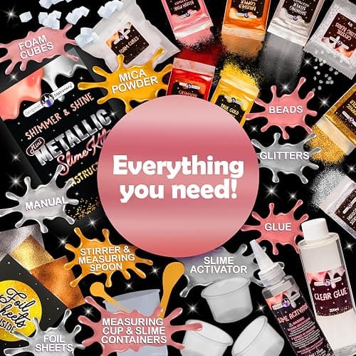 Original Stationery Mini Metallic Shimmer and Shine Slime Kit for Girls, Amazing Slime Making Kit for Girls Age 10-12 to Create Metallic Gold Slime thumbnail 8