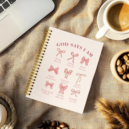 THDSE Bible Journal for Women, Christian Prayer Journal Pink Notebook Gifts for Teen Girls Kids, Bible Study Supplies, Coquette Preppy Bows Cute Church Faith Journaling Hardcover Spiral Notebook 5.5 X 8.3 - Pink thumbnail 4