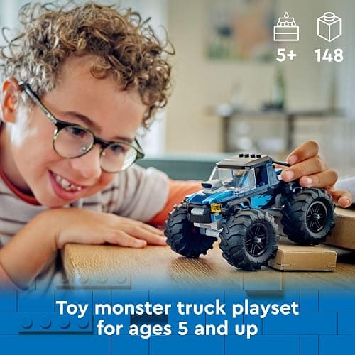 LEGO City Blue Monster Truck Off-Road Toy Playset with a Driver Minifigure, Imaginative Toys for Kids, Fun Gift for Boys and Girls Aged 5 Plus, Mini Monster Truck, 60402 thumbnail 2