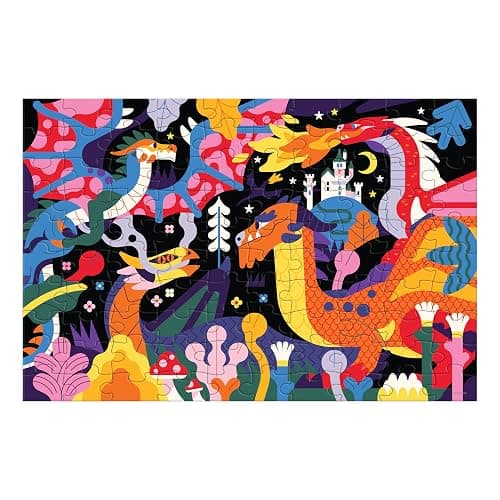 Mudpuppy Dragons – 100 Piece Glow in The Dark Jigsaw Puzzle with a Fantastical Scene of Fire Breathing Dragons and Hidden Medieval Details in The Dark thumbnail 5