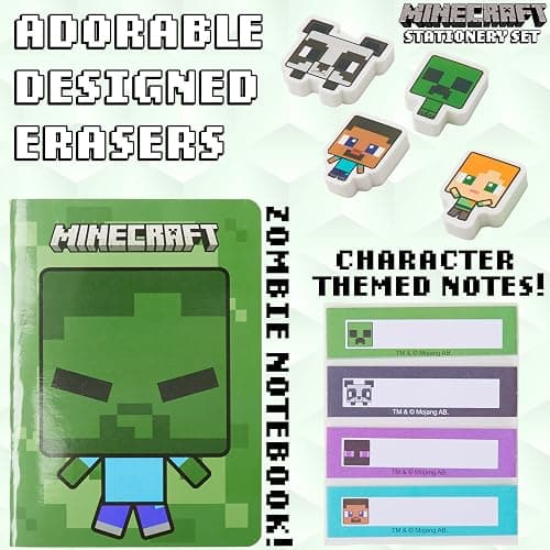 Minecraft Filled Pencil Case and Stationery Set for Kids, School Supplies - Gifts for Boys (Green) thumbnail 5