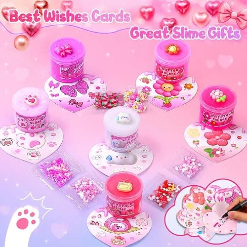 6-Pack Pink Slime Kit for Girls, Cloud Butter Squishy Birthday Gift Set | Party favor, goodie bag stuffer, Easter basket filler and sensory toy for kids ages 4-10 thumbnail 8
