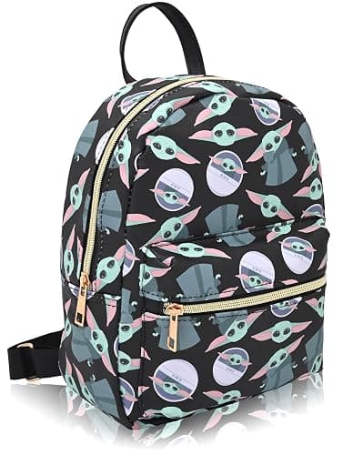Fast Forward Star Wars Baby Yoda Backpack for Women, Men, Unisex | Grogu Cute PU Leather 10" Mini Backpack Purse Shoulder Purse | Baby Yoda Bag and Accessories thumbnail 2